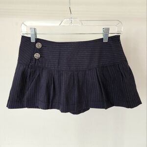Gen Z Retro Preppy Super Cute-Pinstripe Micro Pleated Low Waist Mini Skirt